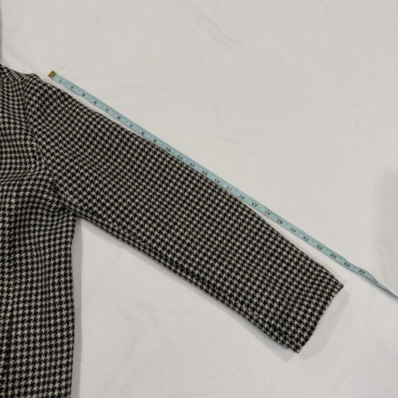 Max Mara Cucito A Mano Size 12 Houndstooth Alpaca Wool Coat Jacket Black Beige - Picture 7 of 10